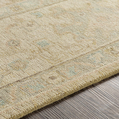 Karalee Handmade Wool Area Rug beige with soft pastel blue and pink accents Boutique Rugs on Tampa Home & Garden Store