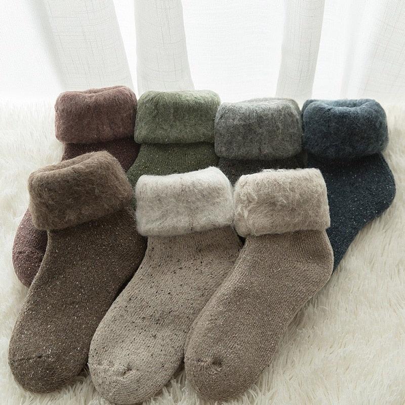 Kawaii thick merino wool crew socks unisex by Stevvex fluffy cuff colors on Tampa Home & Garden Store