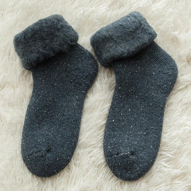 Stevvex merino wool crew socks with thick fuzzy cuffs dark gray unisex winter warm on Tampa Home & Garden Store