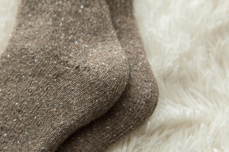 Thick brown heather merino wool crew socks, unisex, textured knit on Tampa Home & Garden Store