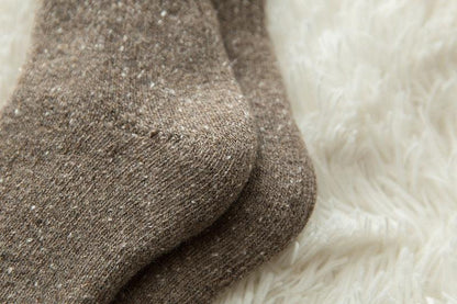 Thick brown heather merino wool crew socks, unisex, textured knit on Tampa Home & Garden Store