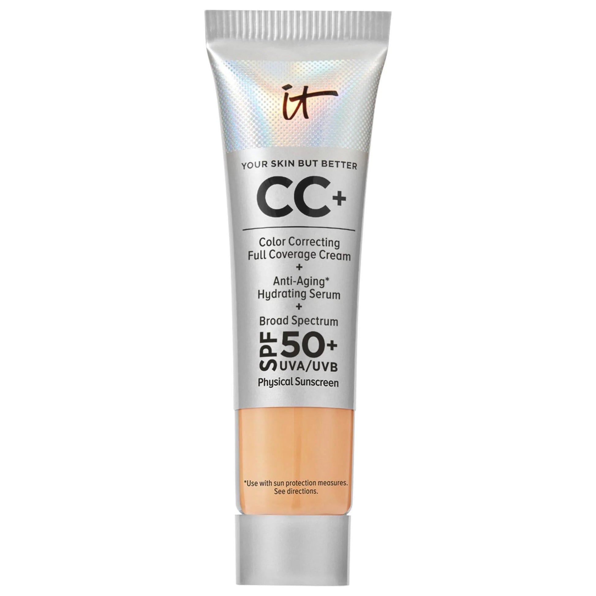 CC+ Cream Foundation tube with iridescent silver packaging, SPF 50+ and IT logo visible on Tampa Home & Garden Store