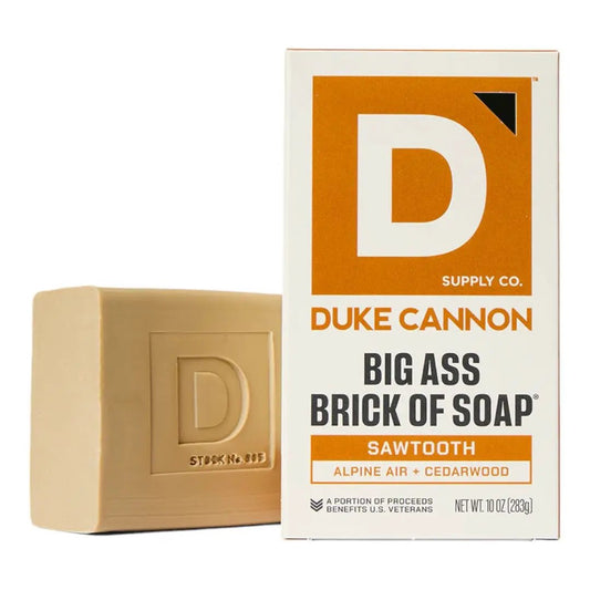 Big Ass Brick of Soap Sawtooth by Duke Cannon bar soap with embossed D logo, beige brick on Tampa Home & Garden Store
