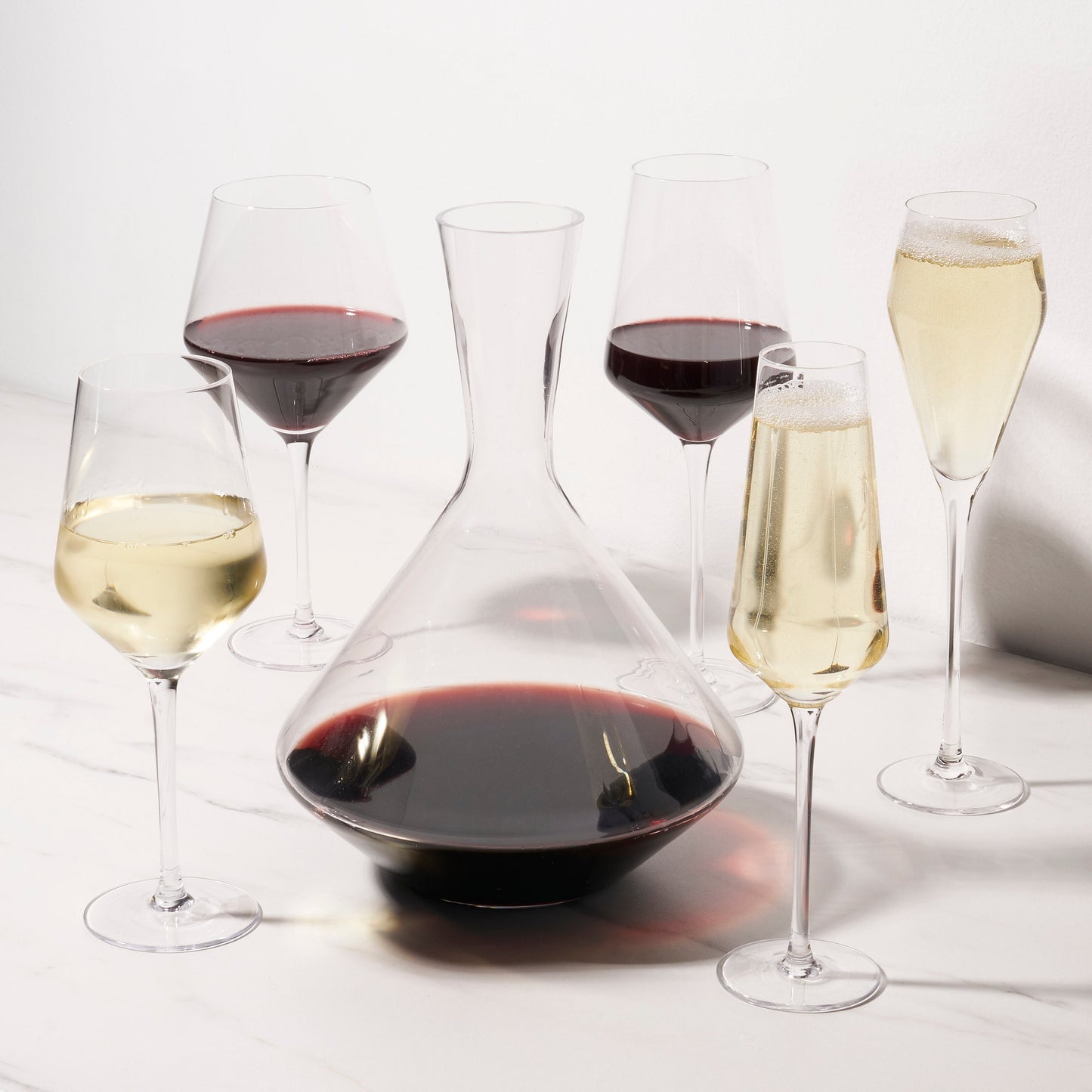 Raye Angled Crystal Wine Glass and Decanter Set