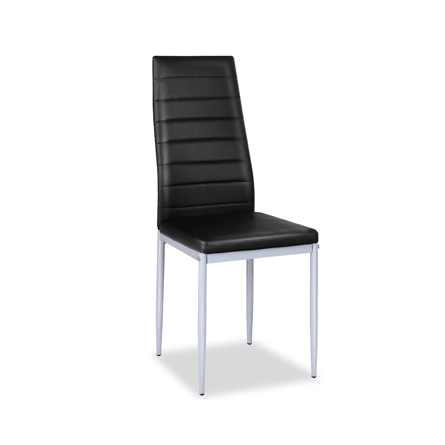4 sillas laterales de comedor de cuero PVC de diseño elegante -Negro
