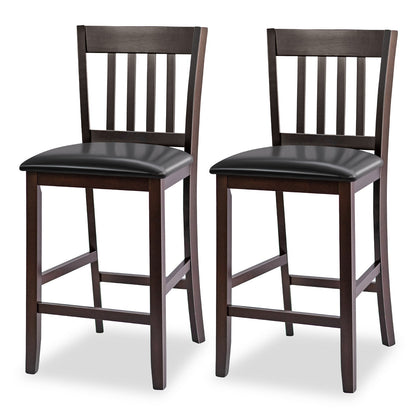 Bar stools set of 2, 25 in, DirectDeals, dark rubber wood legs with black cushioned seats on Tampa Home & Garden Store