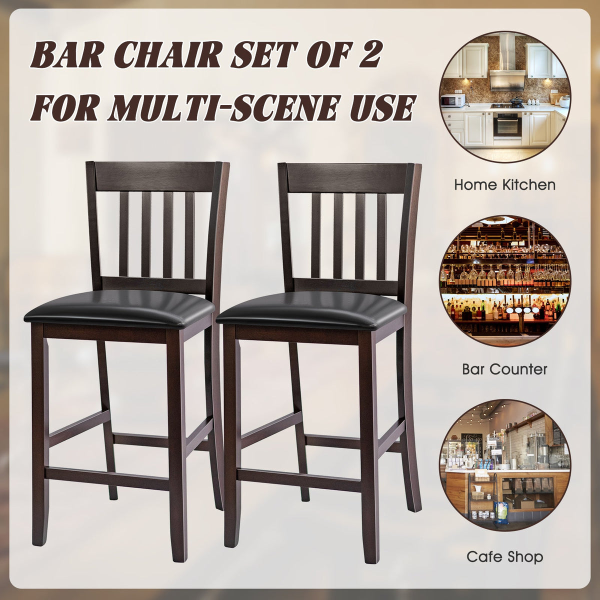 DirectDeals 25-in set of 2 bar stools with rubber wood legs on Tampa Home & Garden Store