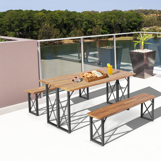 6-Person Outdoor Patio Dining Table Set with 2 Inch Umbrella Hole - Tampa Home & Garden Store