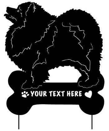 Keeshond garden stake wall hanging silhouette by Rustica Ornamentals with customizable text on Tampa Home & Garden Store