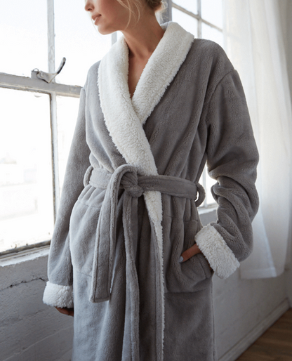 Cloud Soft Sherpa Fleece Robe Ultra Cozy Lounge