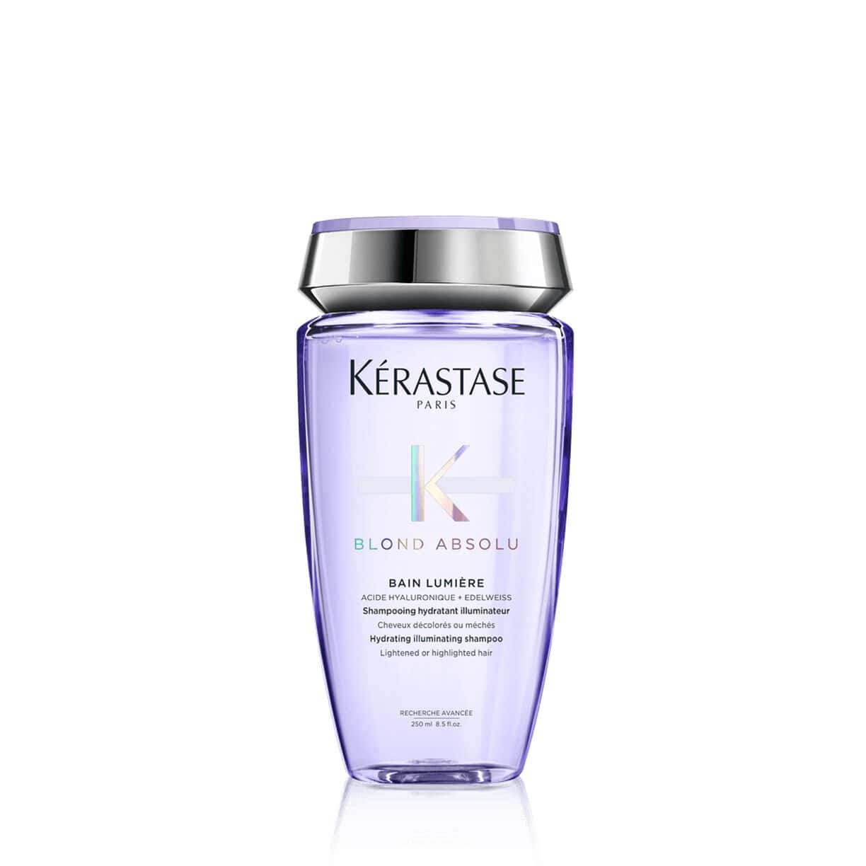 Kérastase Blond Absolu Bain Lumière shampoo in lavender bottle with silver cap on Tampa Home & Garden Store