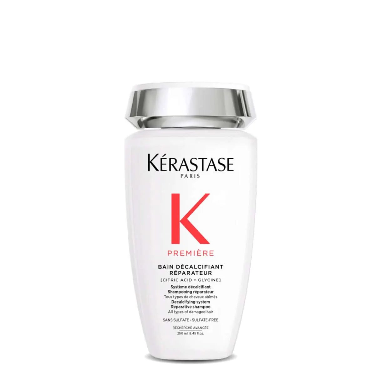 Kerastase Repairing shampoo bottle white with silver cap, red K logo, 8.5 oz on Tampa Home & Garden Store