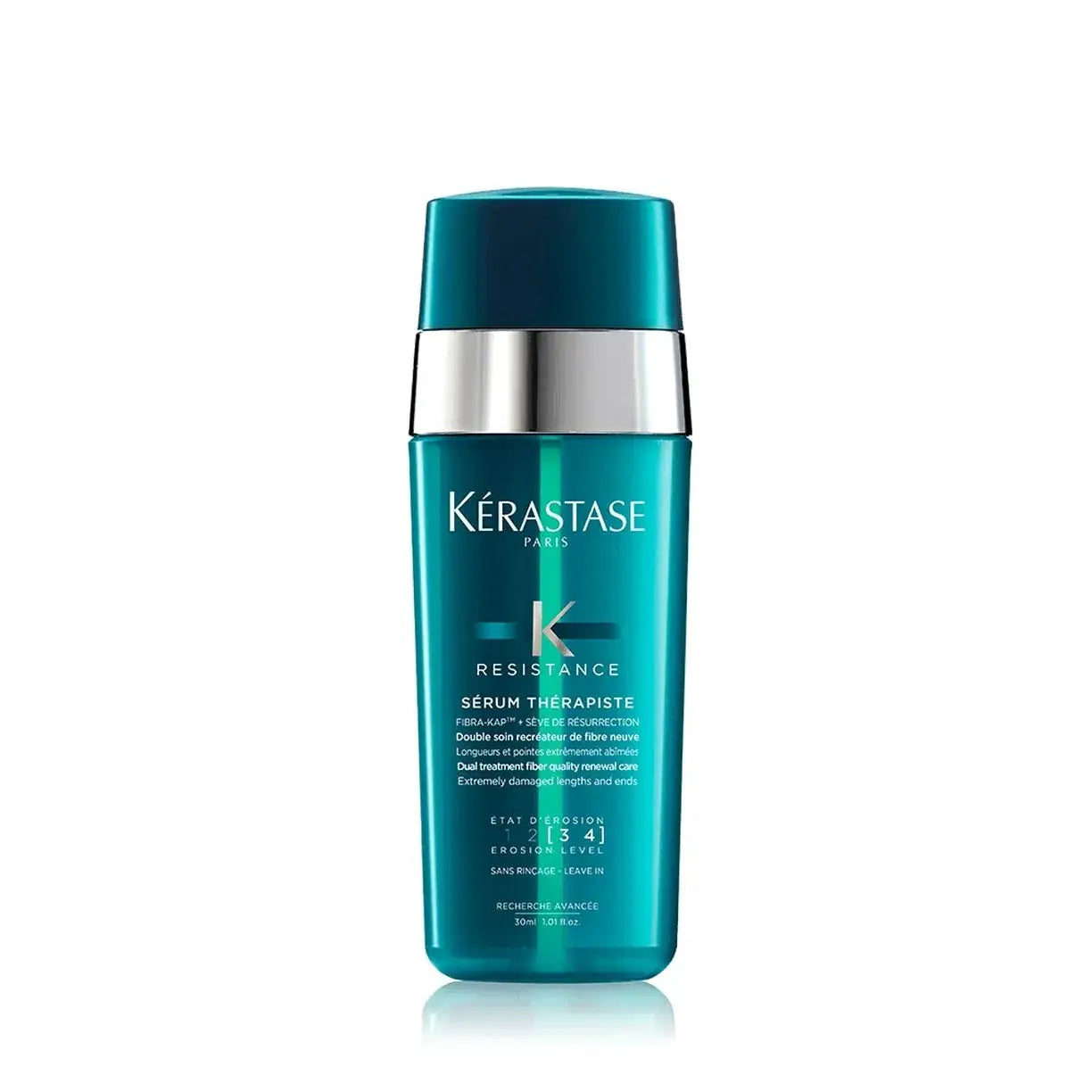 Kerastase Resistance Serum Therapiste hair serum bottle, turquoise blue with silver cap, 1.01 oz on Tampa Home & Garden Store