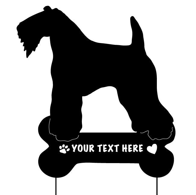 Terrier memorial wall art silhouette with bone plaque Your Text Here, by Rustica Ornamentals on Tampa Home & Garden Store