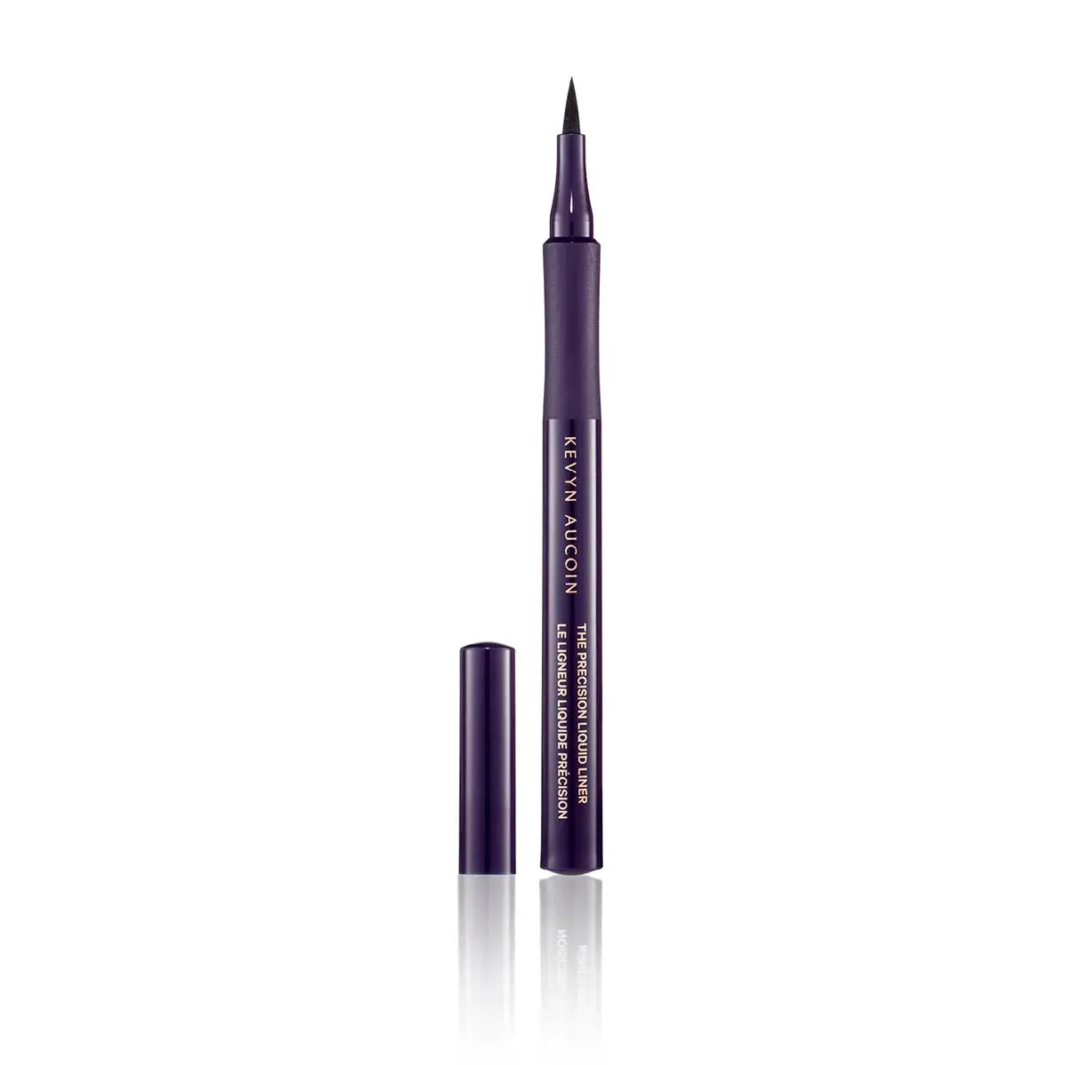 Kevyn Aucoin precision liquid eyeliner pen in black with purple tube and gold lettering, cap off on Tampa Home & Garden Store