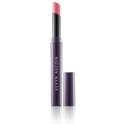 Kevyn Aucoin Unforgettable Lipstick Shine by Nava Beauty, pink shade in a purple tube on Tampa Home & Garden Store