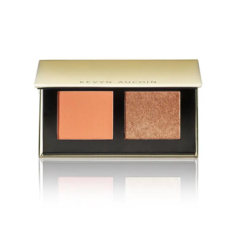 Kevyn Aucoin The Art of Blush & Glow blush duo with peach and bronze highlighter in gold compact on Tampa Home & Garden Store