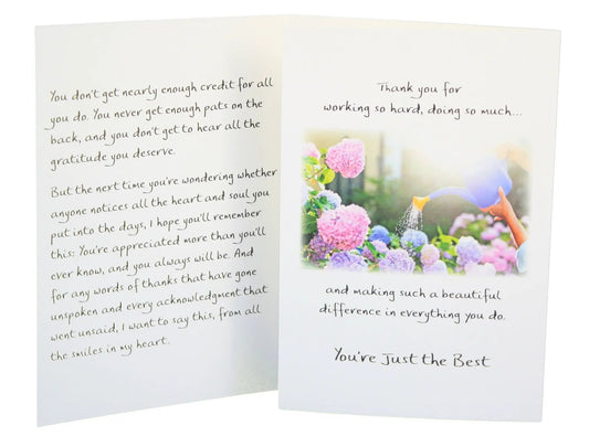 You Work So Hard and Do So Much Greeting Card, tri-fold by The Country Christmas Loft on Tampa Home & Garden Store