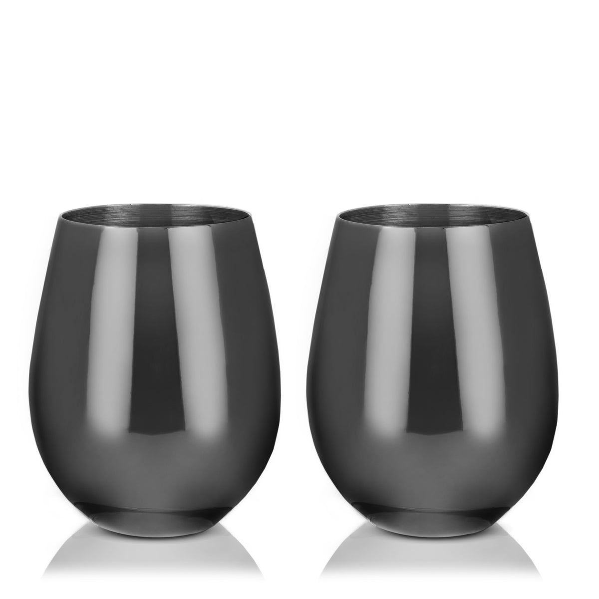 Stainless steel stemless wine glasses gunmetal, Viski set of 2 on Tampa Home & Garden Store