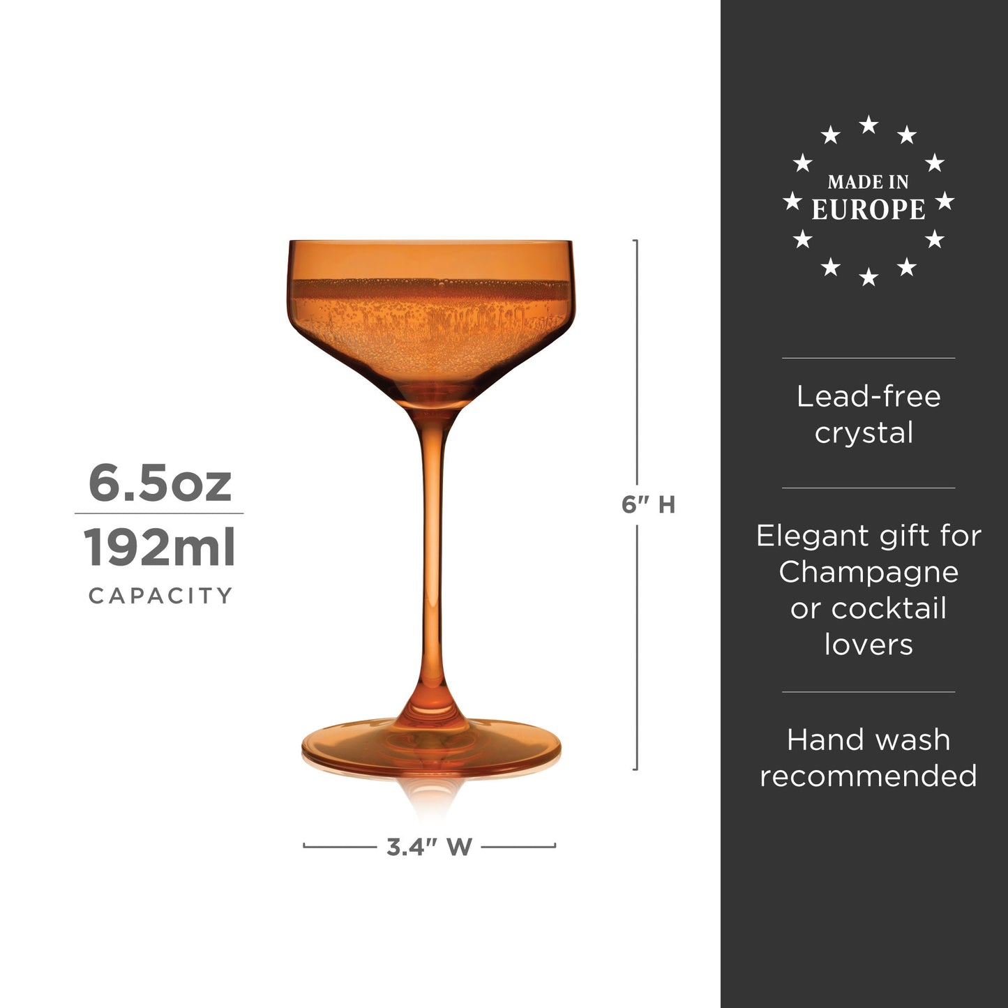 Amber Crystal Coupe Glasses and Cocktailware