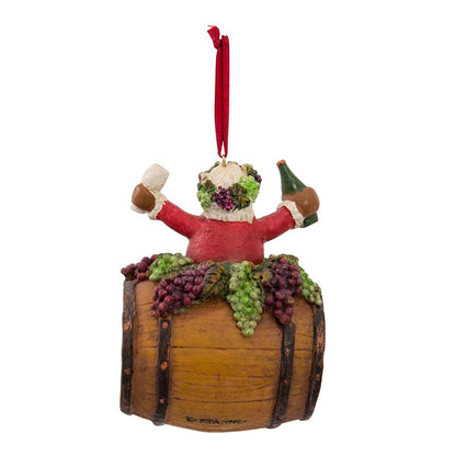 Adorno de Papá Noel en barril de vino