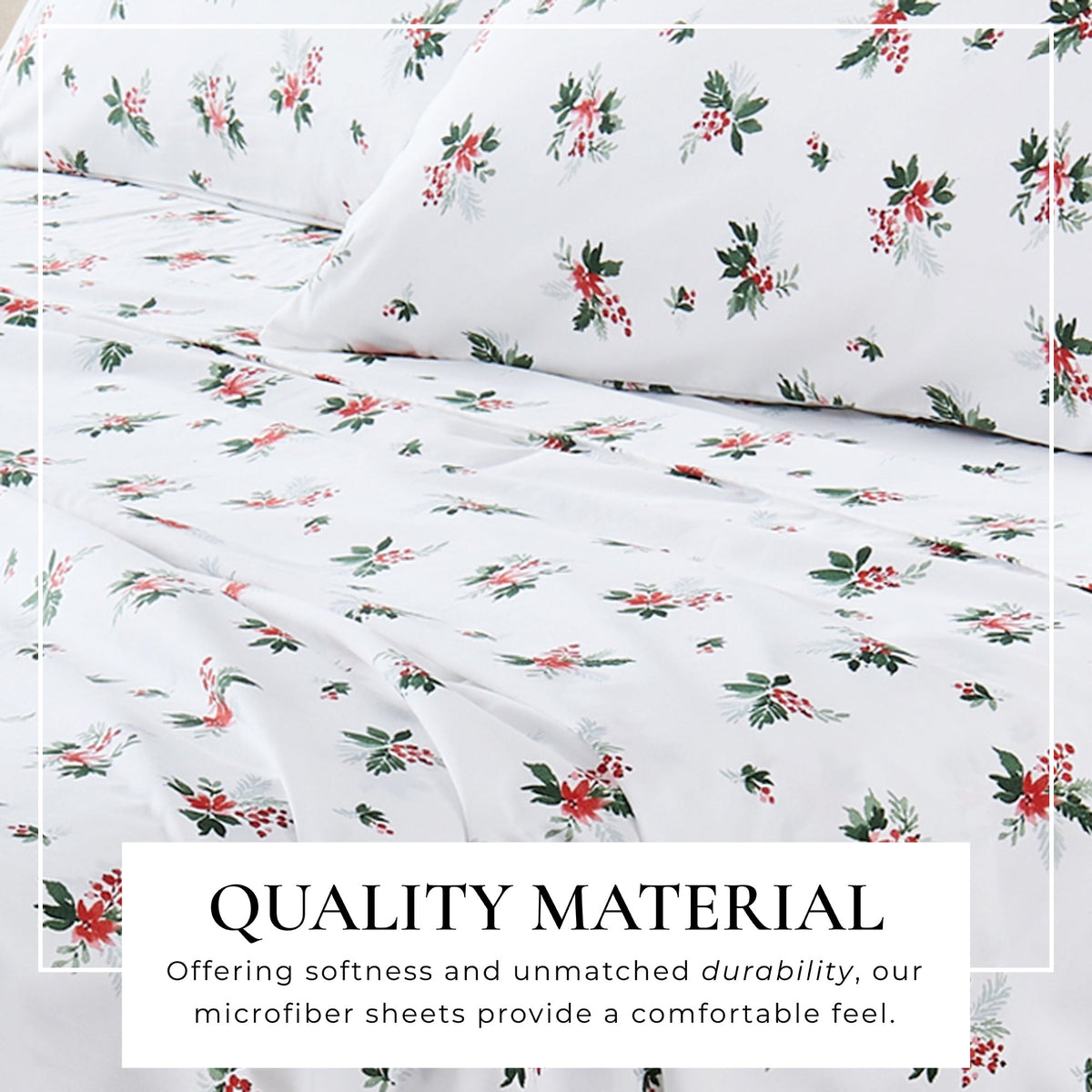 Printed Sheet Set Baylor Collection by Great Bay Home with white background and red floral print on Tampa Home & Garden Store