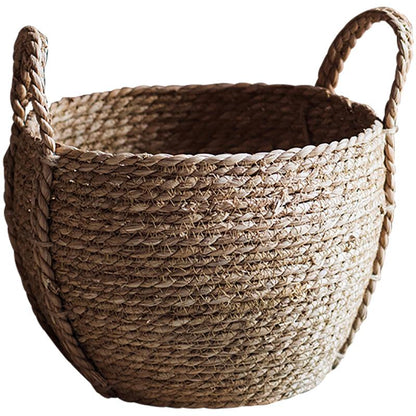 Khaki Brown Solid Color Straw Basket With Handles by RusticReach on Tampa Home & Garden Store