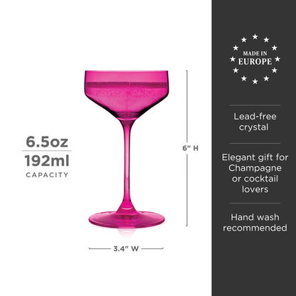 Nouveau Berry Crystal Coupe Cocktail Glasses