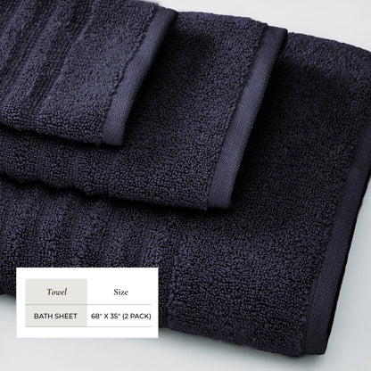 Luxury Combed Cotton and Ribbed Bath Towels