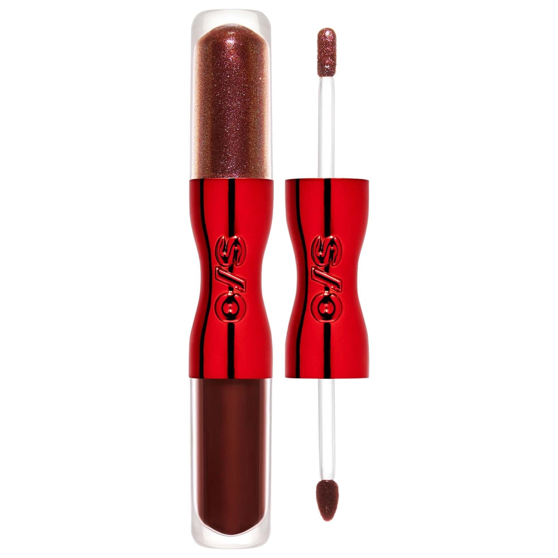 Lip Snatcher Hydrating Liquid Lipstick and Lip Gloss Duo in glittery red-brown on Tampa Home & Garden Store