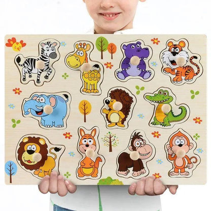 Stevvex 3D wooden animal puzzle for kids with colorful shapes to boost learning and cognition on Tampa Home & Garden Store