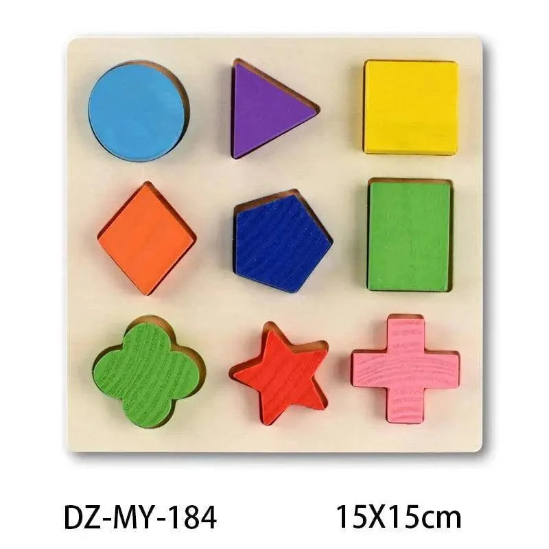 Stevvex Kids 3D wooden puzzle with colorful geometry shapes 9-piece set for early learning on Tampa Home & Garden Store