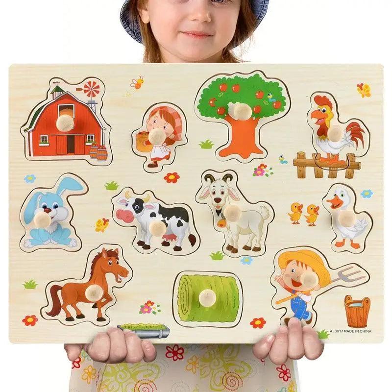 Stevvex wooden kids 3D puzzle board with colorful farm animals and figures on Tampa Home & Garden Store