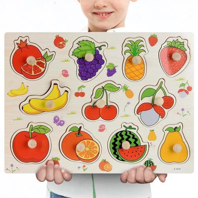 Kids 3D Puzzle Wooden Toys Colorful Fruit Shapes by Stevvex multi-set for early learning on Tampa Home & Garden Store