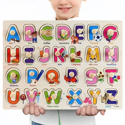 Kids wooden 3D alphabet puzzle board with colorful A–Z letters for early learning Montessori on Tampa Home & Garden Store