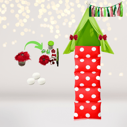 Play set: Holiday play tent with lime-green roof and red polka-dot body, includes 3 pom-poms on Tampa Home & Garden Store