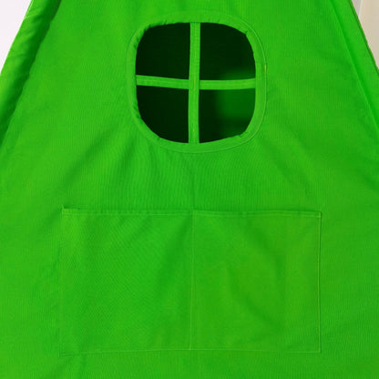 Kids Frankenstein Halloween Gift Set hood in bright green fabric with lime cross-panel window on Tampa Home & Garden Store