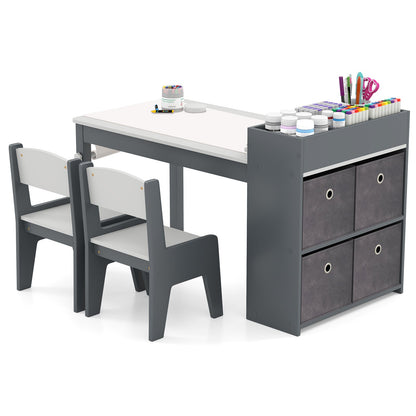 Kids Art Table and Chairs Set with 2 Chairs and Paper Roll - Tampa Home & Garden Store