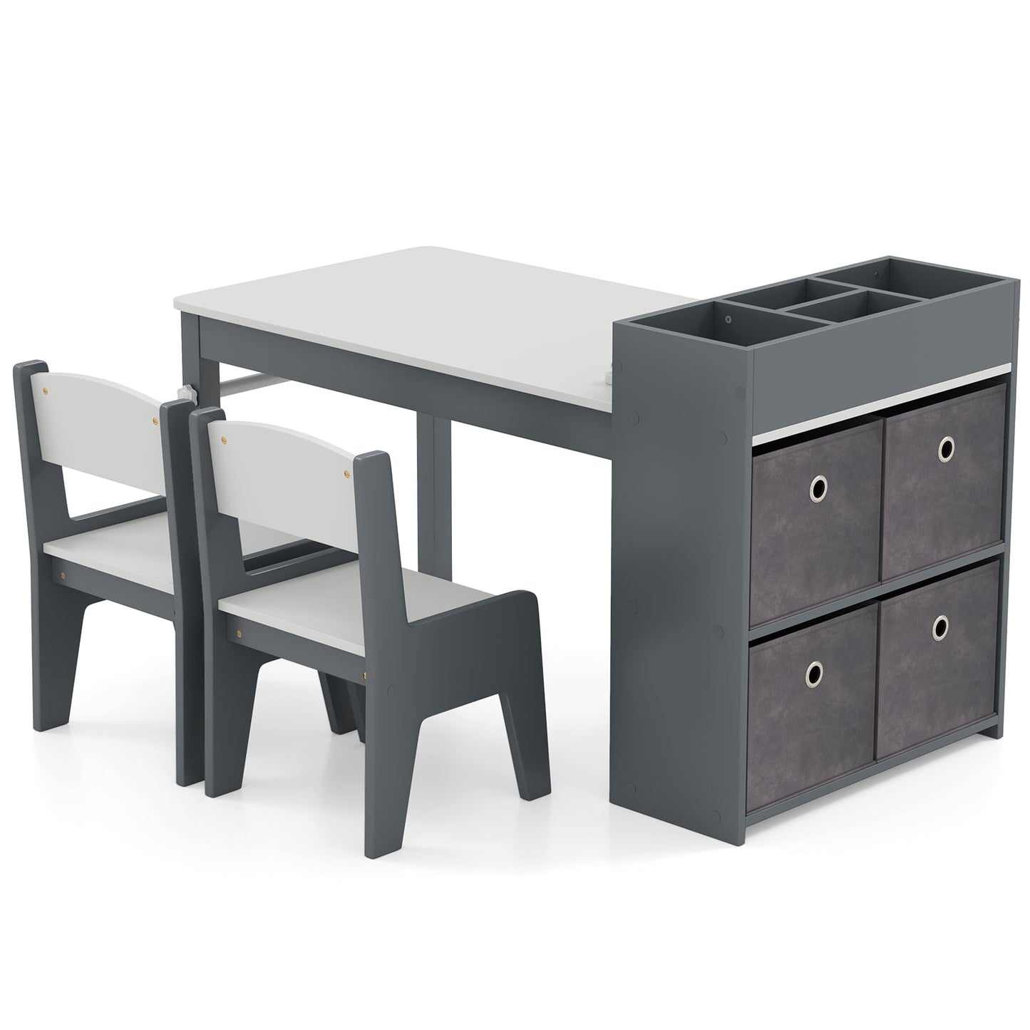 Kids Art Table and Chairs Set with 2 Chairs and Paper Roll - Tampa Home & Garden Store