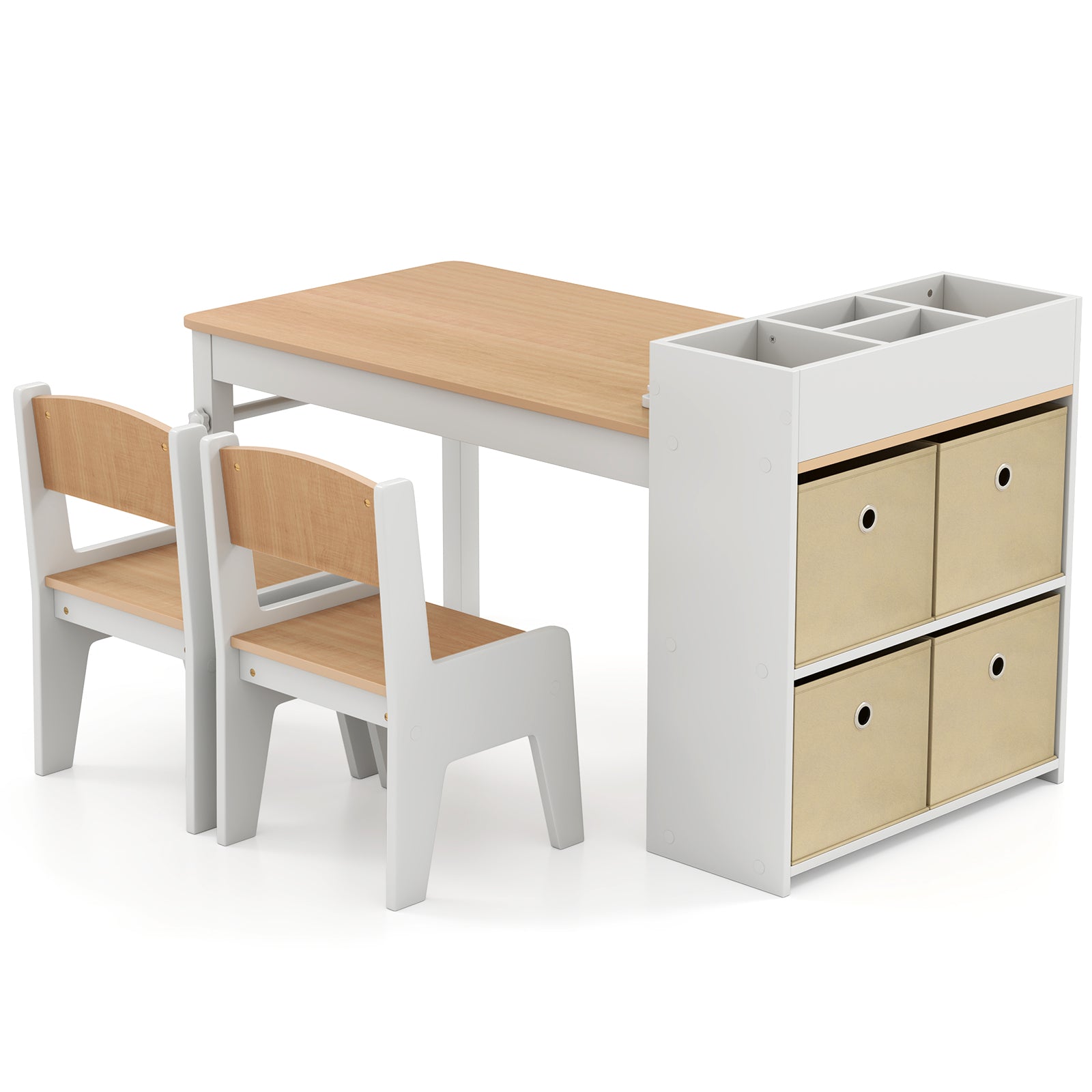 Kids Art Table and Chairs Set with 2 Chairs and Paper Roll - Tampa Home & Garden Store