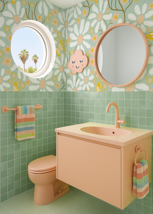 Spring Daze Wallpaper, mint - Tampa Home & Garden Store