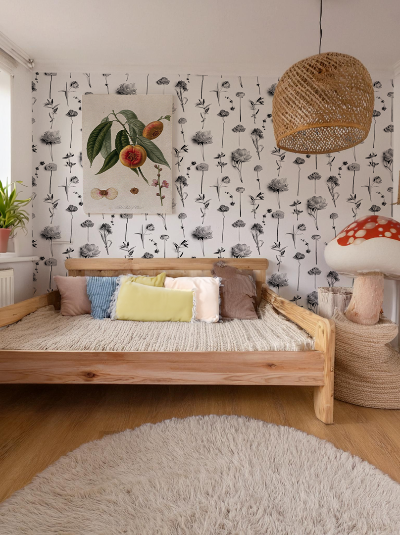 Fresh to Death Wallpaper, standard pattern, white and black