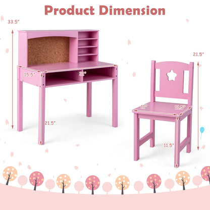 Kids Desk and Chair Set with Hutch and Bulletin Board for 3+ Kids - Tampa Home & Garden Store