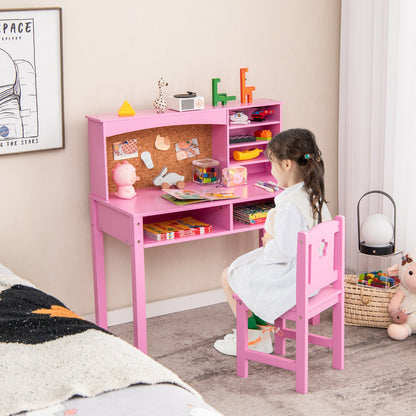 Kids Desk and Chair Set with Hutch and Bulletin Board for 3+ Kids - Tampa Home & Garden Store