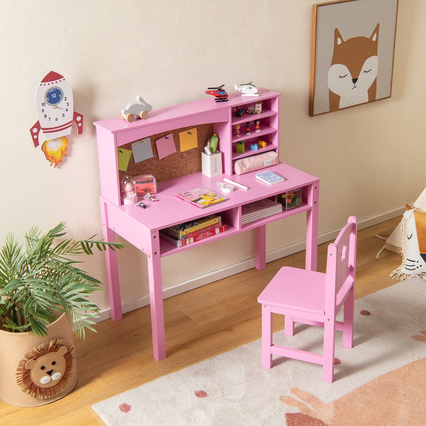 Kids Desk and Chair Set with Hutch and Bulletin Board for 3+ Kids - Tampa Home & Garden Store