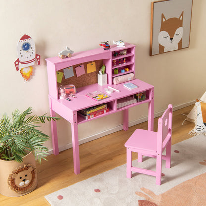 Kids Desk and Chair Set with Hutch and Bulletin Board for 3+ Kids - Tampa Home & Garden Store