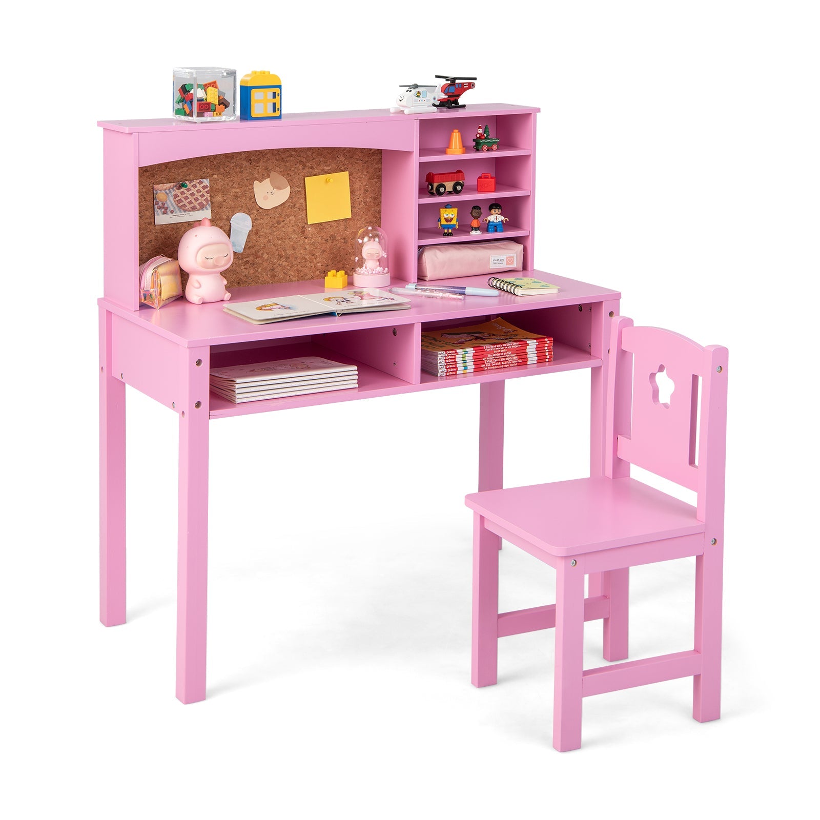 Kids Desk and Chair Set with Hutch and Bulletin Board for 3+ Kids - Tampa Home & Garden Store