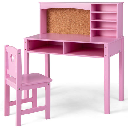 Kids Desk and Chair Set with Hutch and Bulletin Board for 3+ Kids - Tampa Home & Garden Store