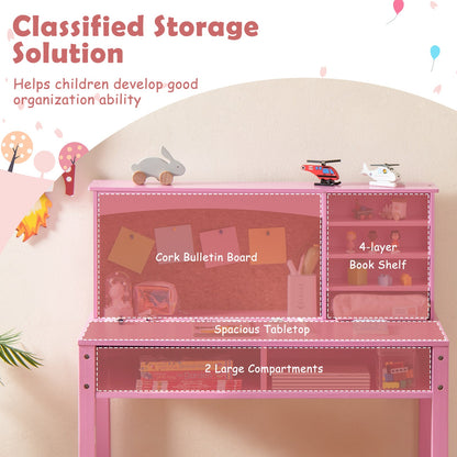 Kids Desk and Chair Set with Hutch and Bulletin Board for 3+ Kids - Tampa Home & Garden Store