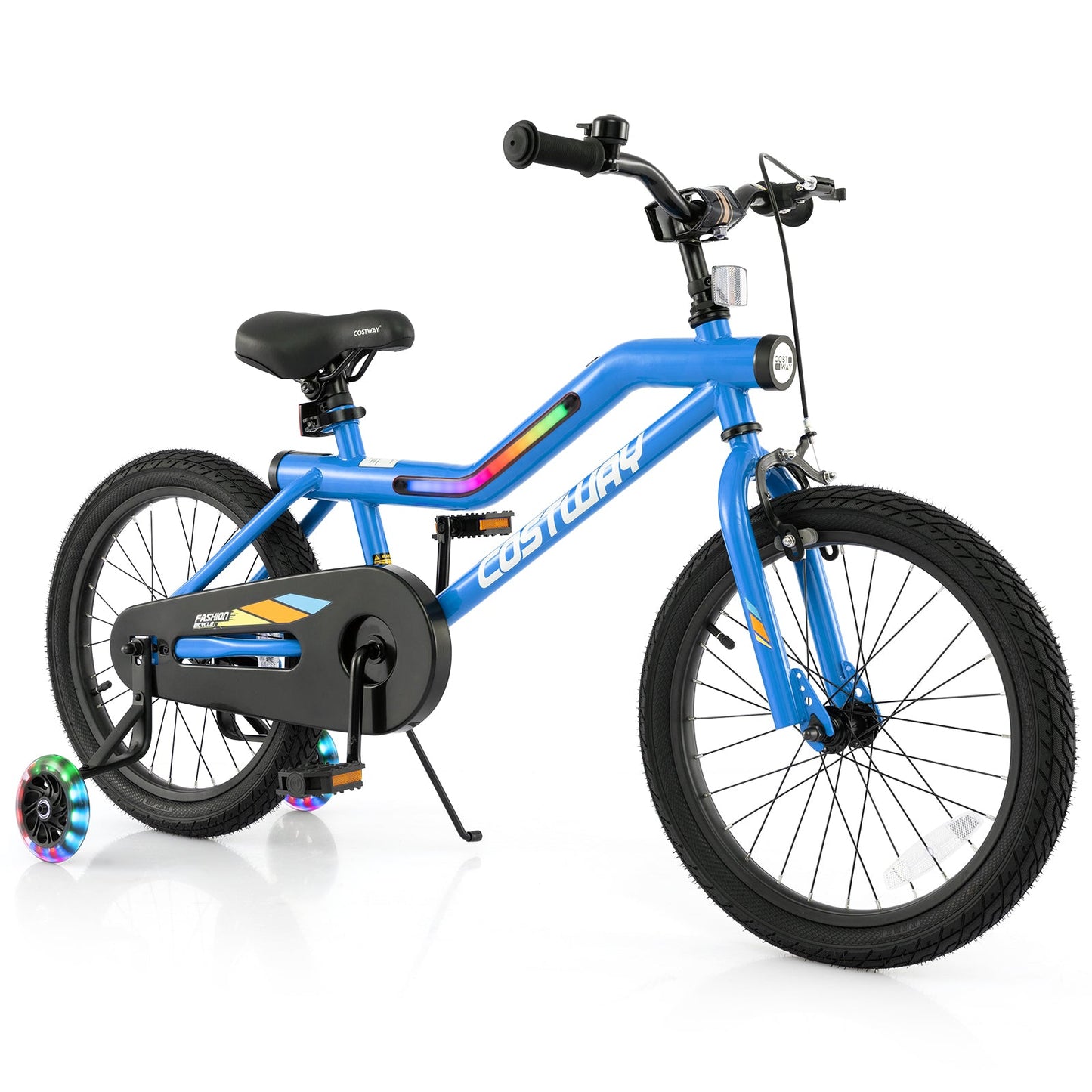 16 Inch Kids Bike LED Lighted Adjustable with Training Wheels for 4-7 Years Old Kids-16 inches